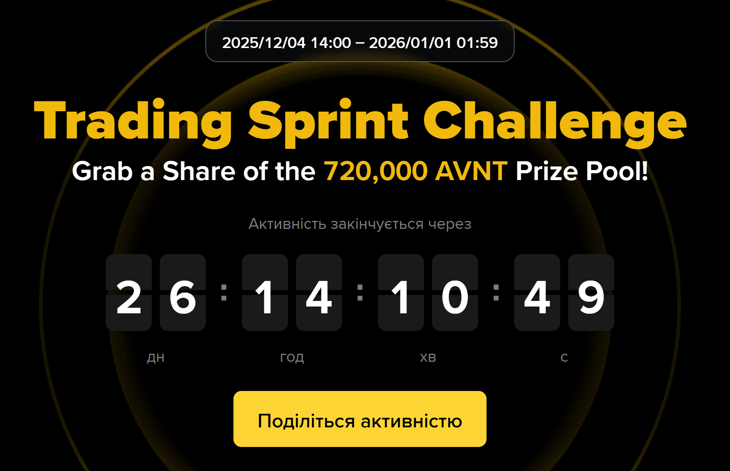 Торговий спринт-челендж на 720 000 AVNT!