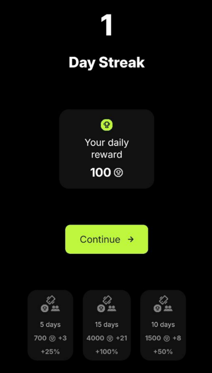 Daily reward on ShakeUp