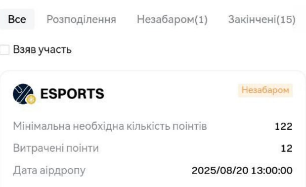 Airdrop $ESPORTS від Gate Alpha