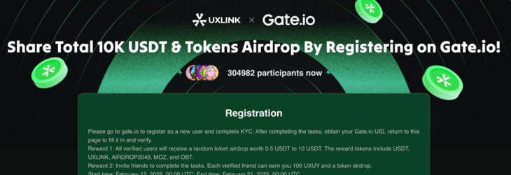 Free tokens for registering on Gate.io!