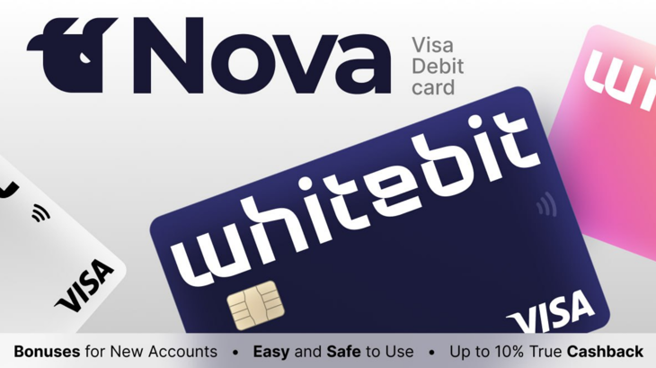 WhiteBit Nova is a cryptocurrency VISA card with cashback