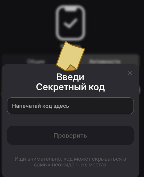 Вписываем секретный код