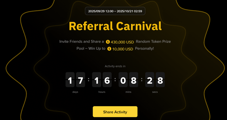 Carnival with friends on Binance – a chance to share rewards worth up to $430,000!