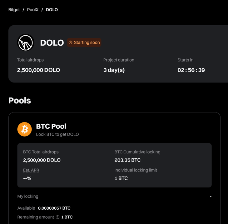 24.04.25 Bitget PoolX DOLO