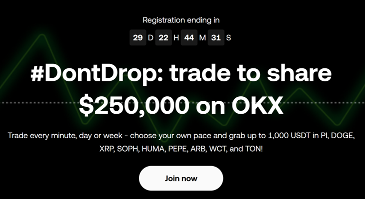 “DontDrop” promo on OKX — $250,000 at stake!