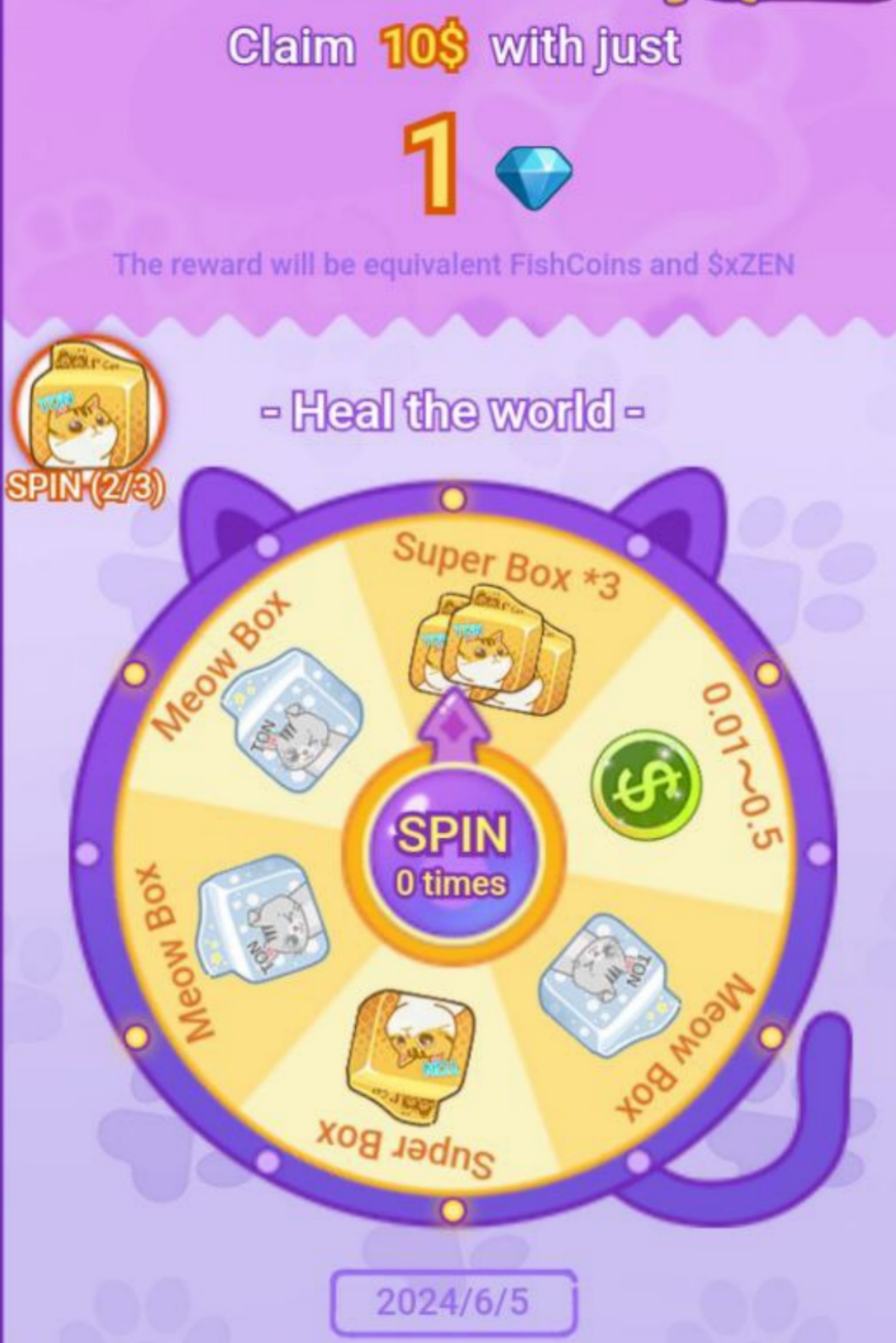 IN Catizen added a wheel of fortune.