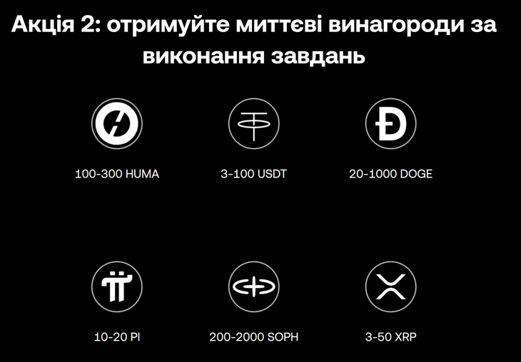 Акція 2 — Миттєві бонуси за виконання завдань