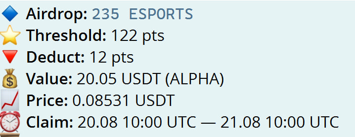 $ESPORTS Airdrop from Gate Alpha