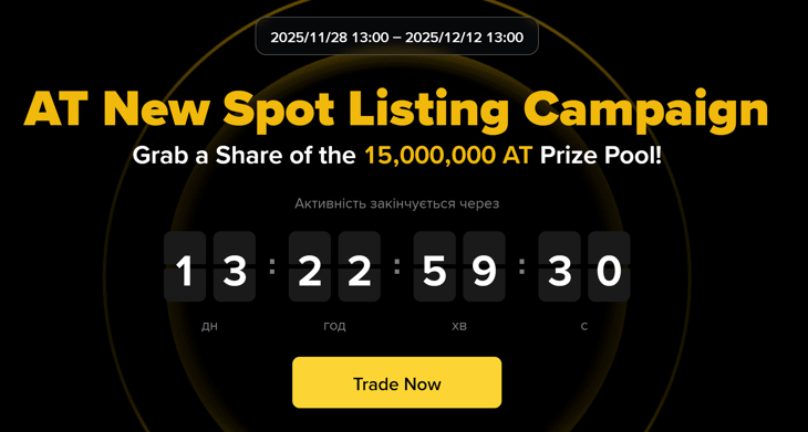 Промо-активність з токеном AT від Binance!