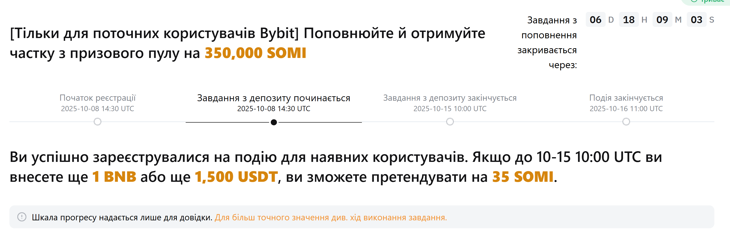 Отримайте частку з призового фонду на 350,000 SOMI