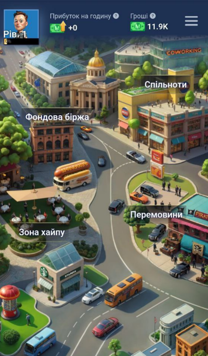 Musk Empire вкладка "Місто"